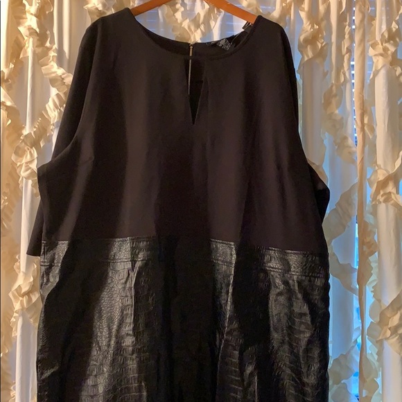 Ashley Stewart Dresses & Skirts - Plus size black keyhole pleather printed dress